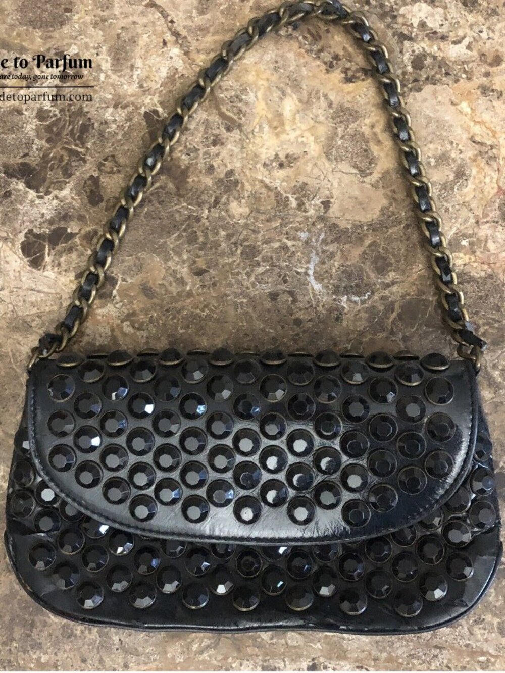 Y2K Vintage ✨STEVE MADDEN Black Studded Gothglam Evening Bag Gothcore Chain